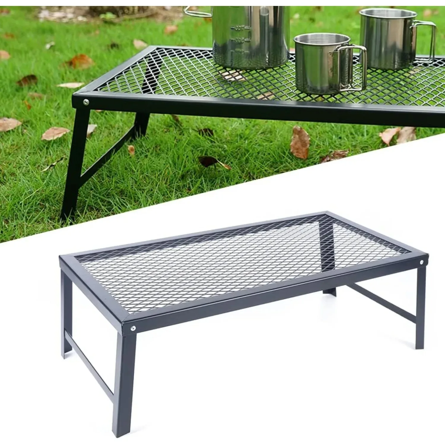 Opvouwbare Outdoor Camping BBQ Grill, Picknick Kampvuur Pit Over Fire Kookrooster voor Outdoor Camping Familie Kleine Verzamelfeest