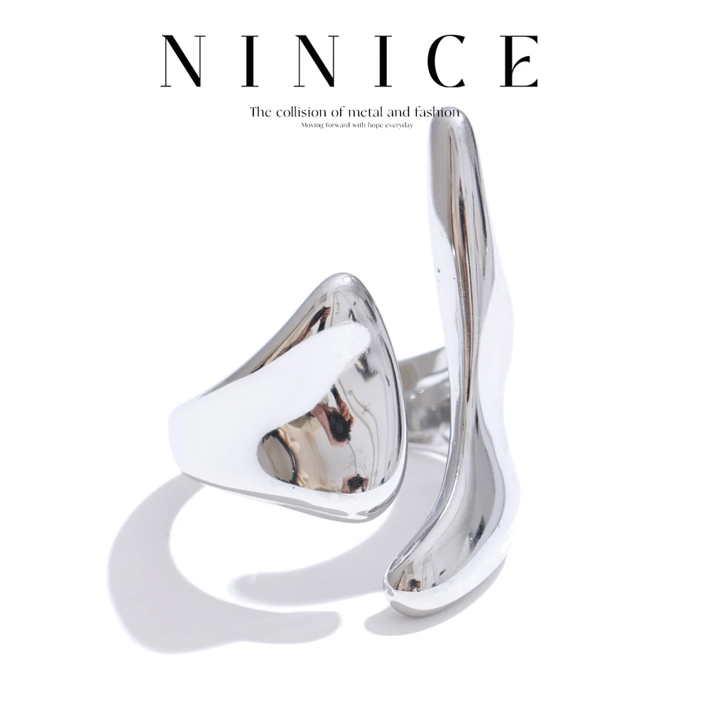 NiNice Rings Stainless Steel Selected Jewelry Adjustable Geometric Irregularity Fashionable Design Sense Popular Gift New
