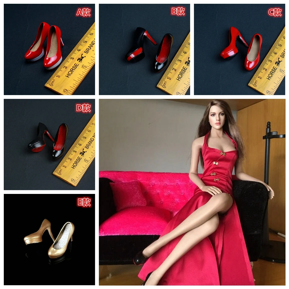 

1/6 Scale FemalePU Leather Women High Heels Shoes Girl Doll Toys Model Fit 12'' TBleague Phicen Action Figure Body