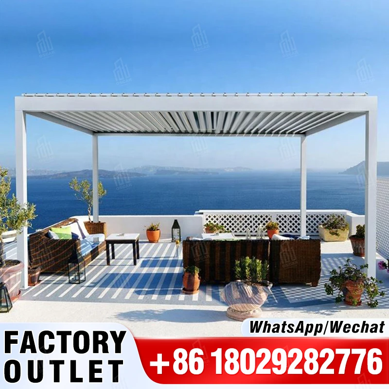 Waterproof Bioclimatic Gazebo Aluminum Motorized Louvre Pergola Kits For Garden