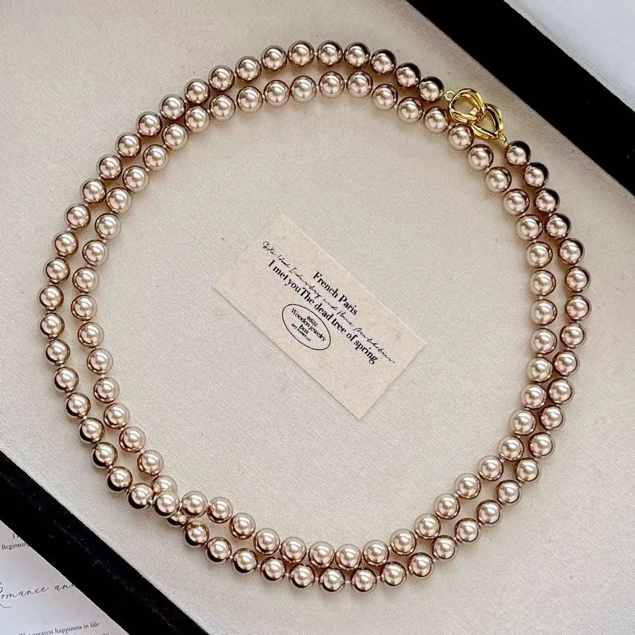 Fall Winter High-Luster Brown Faux Pearl Sweater Necklace & Choker, Versatile Multi-Wear Long Layering Chain for Women