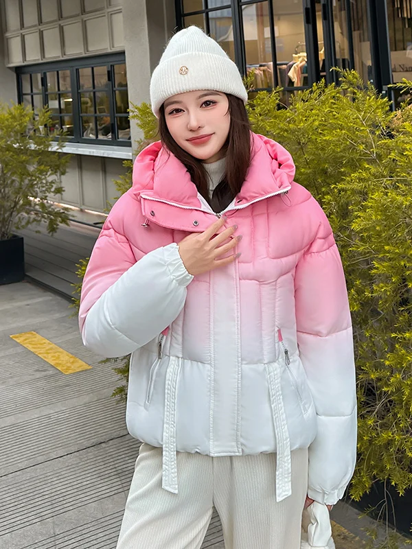 

Теплое зимнее женское пальто из хлопка Thiened Adient Pink, свободного кроя, на молнии...