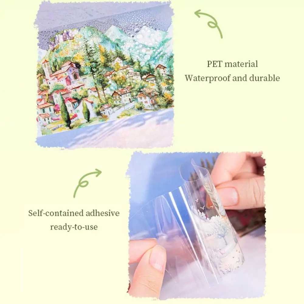 Vintage 2M DIY ศิลปะหัตถกรรม Washi เทปหมู่บ้านขนาดเล็ก Kawaii DIY ตกแต่งกาวเทปยุโรป Scrapbooking Decor หญิง