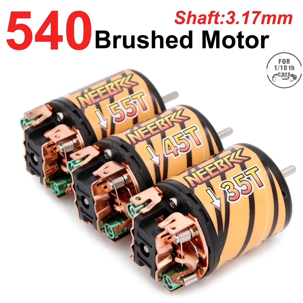 NEEBRC 540 Brushed Motor 35T 45T 55T 3-Slot for 1/10 RC Crawler Car Axial SCX10 AXI03007 90046 Traxxas TRX4 D90 MST Slash TRX6