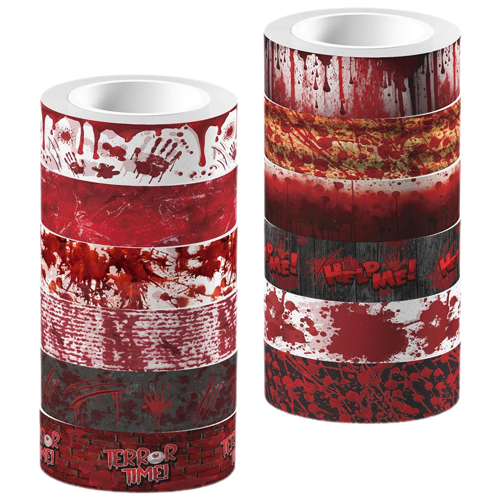 Halloween Bloody Hand Bleeding Transparent Roll Self-adhesive Washi Tape DIY Handbag Material Pack 12pcs Label Sticker