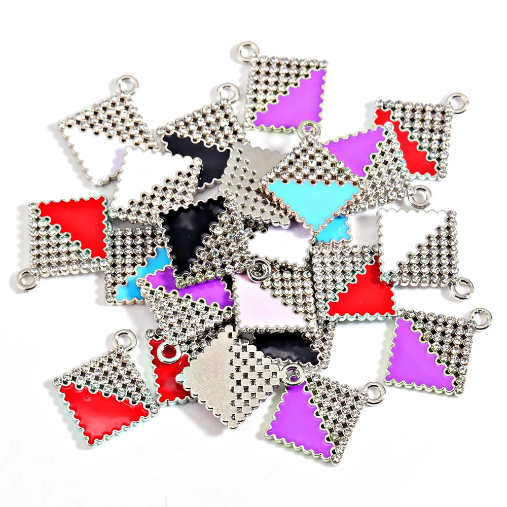 10 قطعة/الوحدة لامعة المينا سبائك كريستال مستطيلة سحر حساسة قلادة أقراط قلادة صنع المجوهرات اكسسوارات بالجملة #2