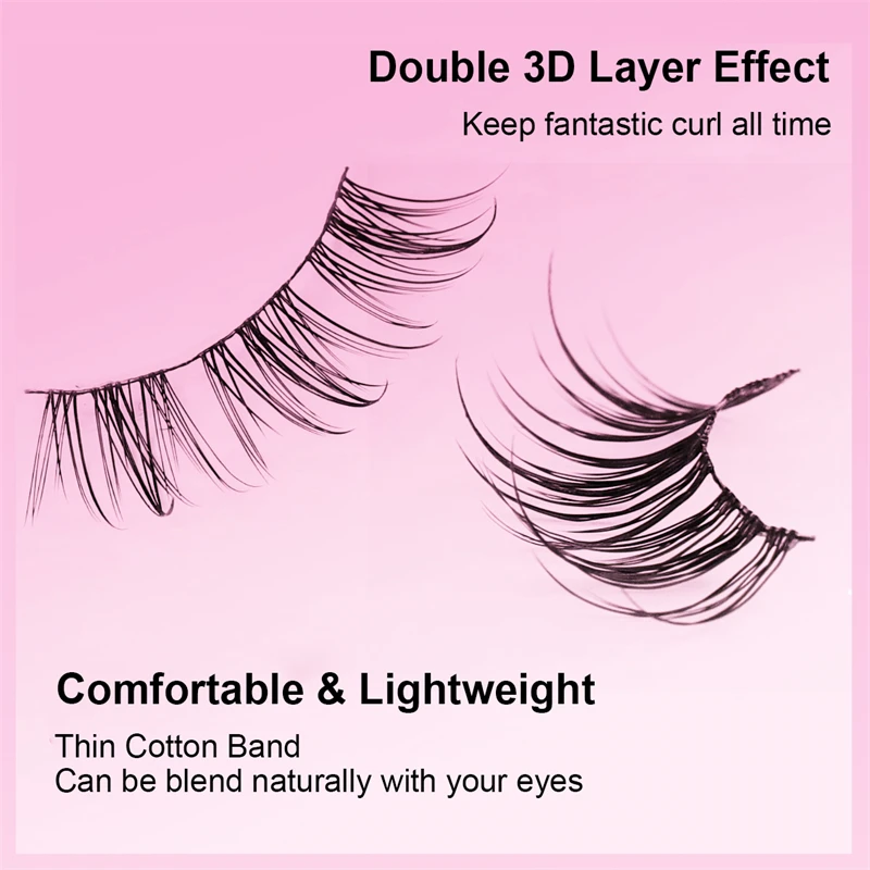 10 pezzi per ragazze carine effetto eyeliner spesso 11 mm dall'aspetto naturale logo personalizzato dai capelli neri ciglia a fascia sottile strato 3D