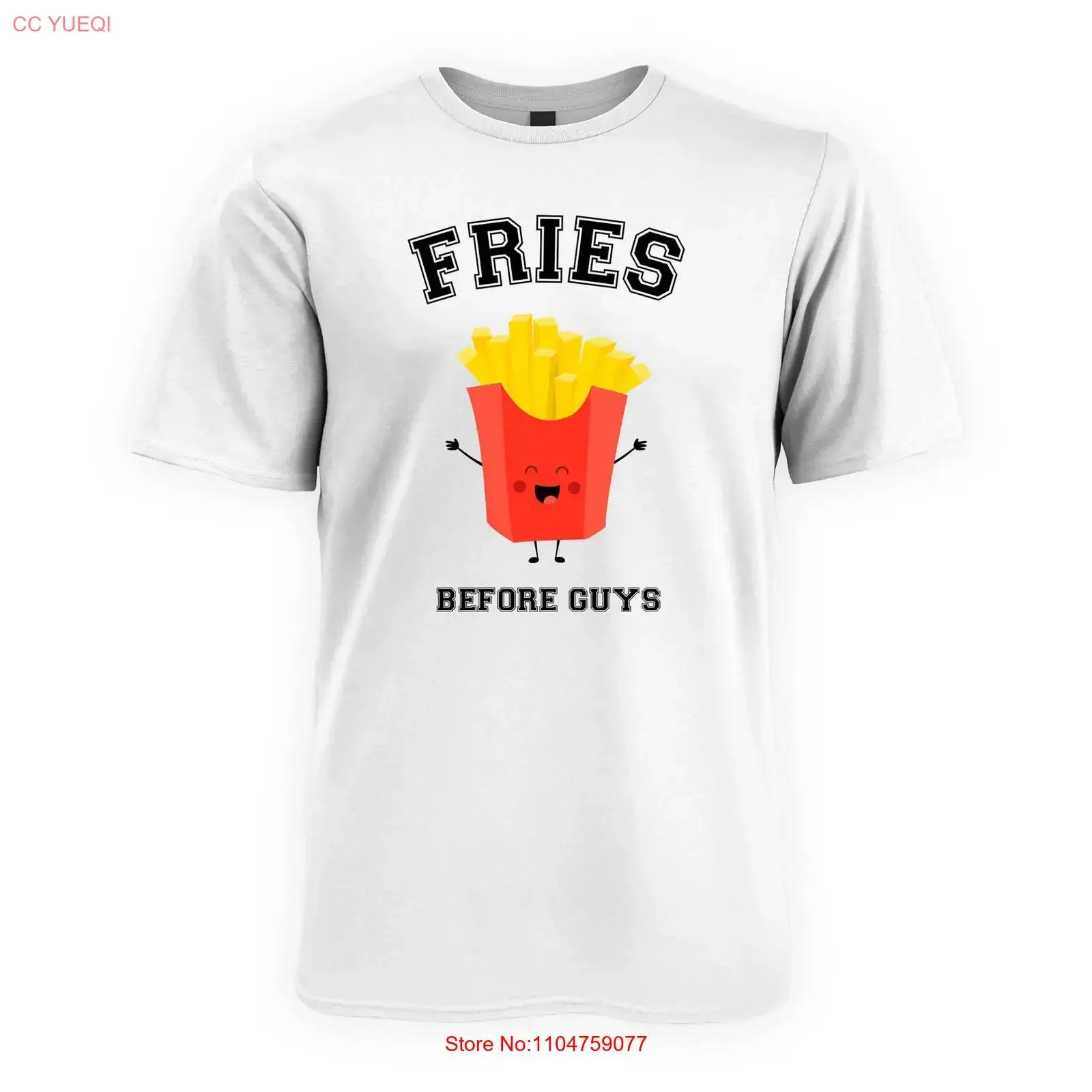 Fries Before Guys Five Men's Cotton Funny T Shirt vintage Washed Slightly Casual fashion graphic Stretched