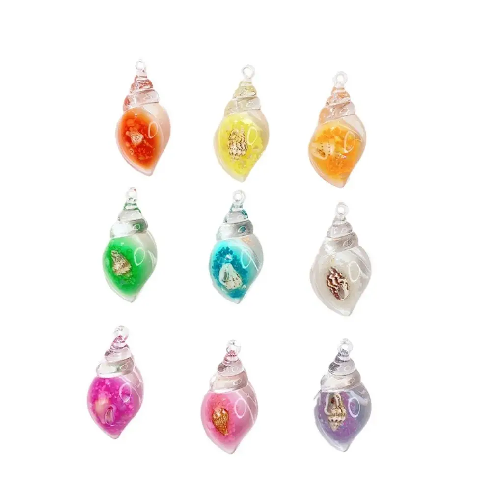 20pcs Random Color Noctilucent Acrylic Keychain Pendant Acrylic DIY Small Conch Pendants Materials Shell Crafts