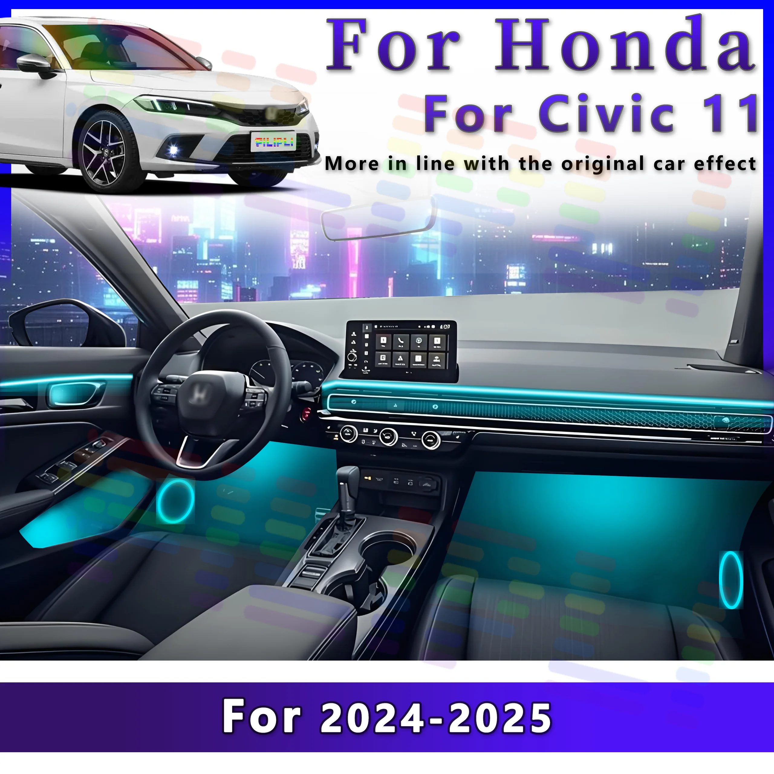 

Для Honda Civic 2024-2025 многоцветные акриловые светодиодные фонари для внутреннего обновления