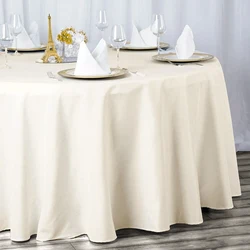Round Tablecloth White Plastic No Stitch Fabric Elegant Solid Table Cloth for Christmas Birthday Wedding Party Hotel Decoration