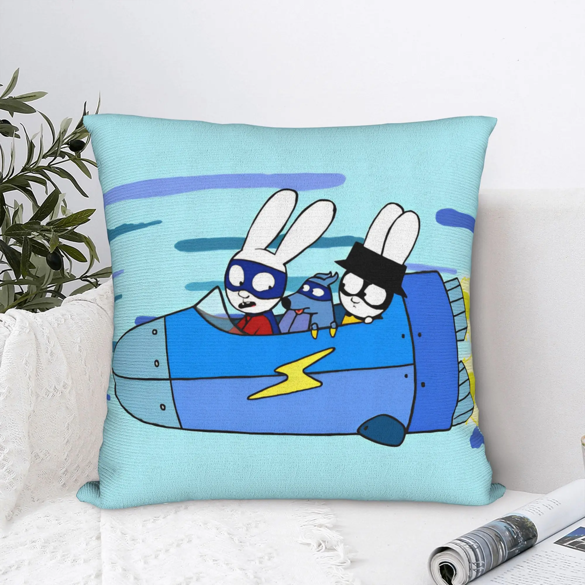 Simons Super Rabbit Square Pillowcases Polyester Bed Car Cute Cartoon  Cushion Cover Funny Home Decoration Pillowcase 40*40