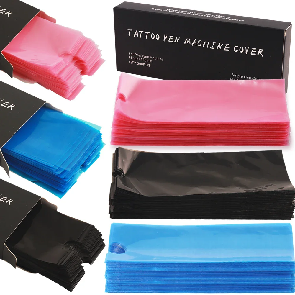 Large Size Tattoo Pen Machine Bags Tattoo Machine Pen Sleeve Covers Black/Blue/Pink/White Clip Cord Sleeves Tattoo Accessories