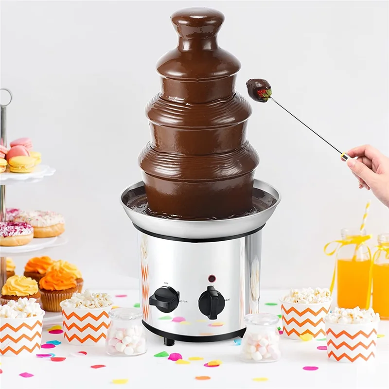 Máquina elétrica de fonte de fondue de chocolate a88x, 4 camadas, reutilizável, derrete queijo, doces, chocolate, máquina para festas
