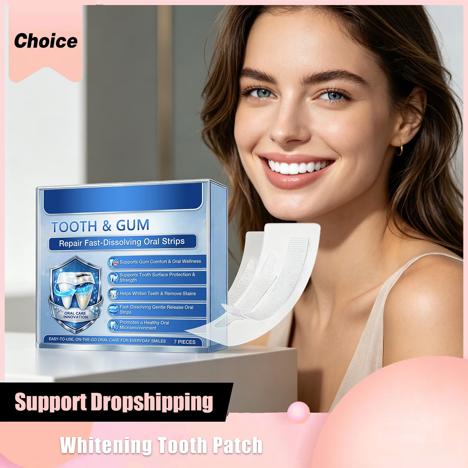Teeth Whitening Strips Yellow Stain Removal Plaque Freshing Oral Hygiene Brightening Cleaning Tooth Bleaching Strips Dental Care
