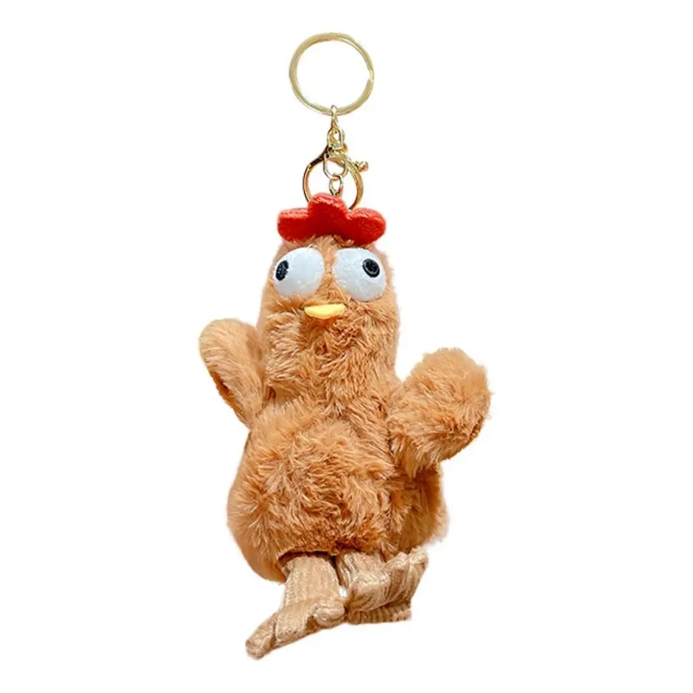 Cuddly Egg-laying Chicken Keychain Funny Plush Squeaking Plush Doll Toy Cartoon Animal Hanging Stuffed Bag Pendant Kids