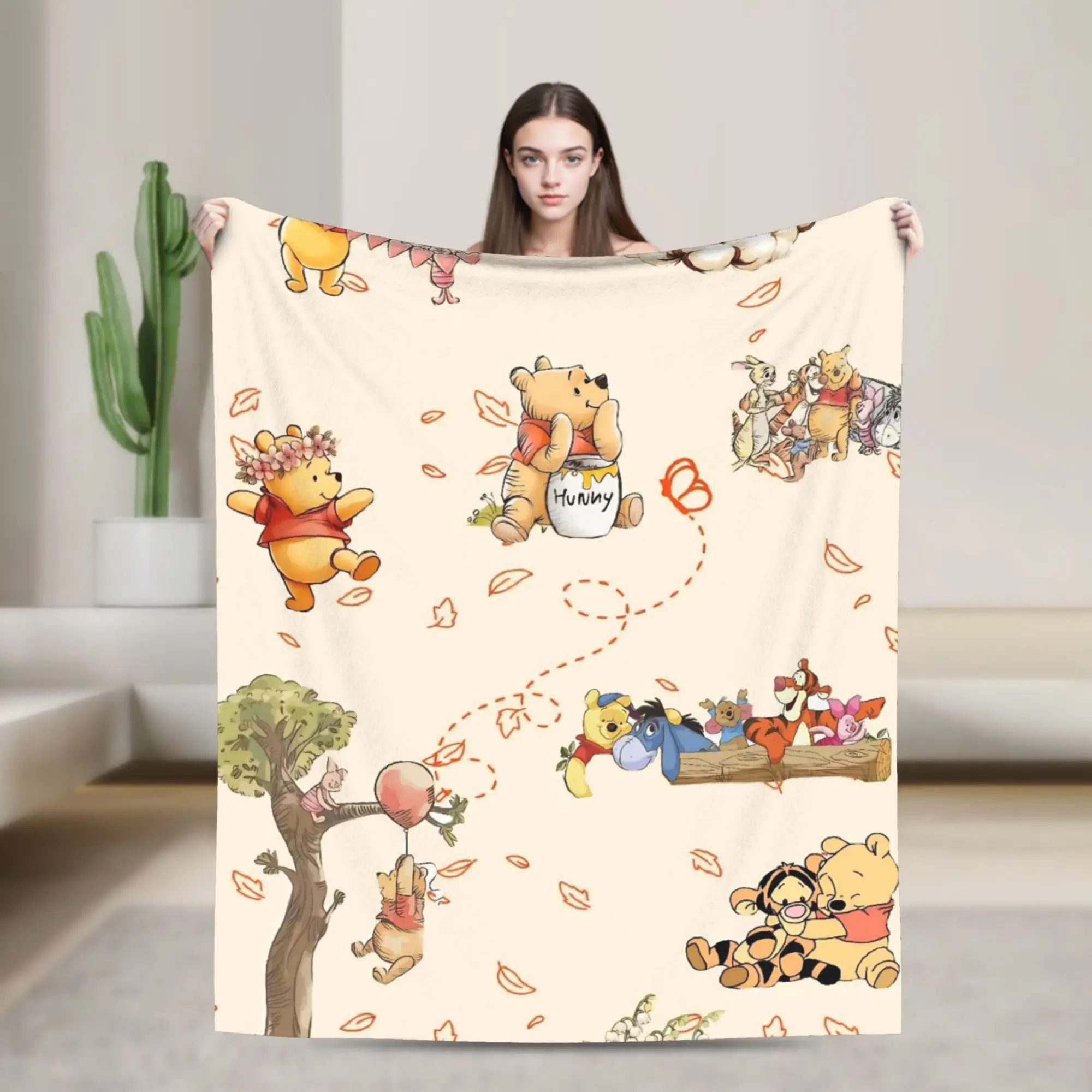 Winnie The Poohs Blanket  Super Warm Graphic Plush Bedding Throws For Child Living Room Flannel Bedspread Bed Cover