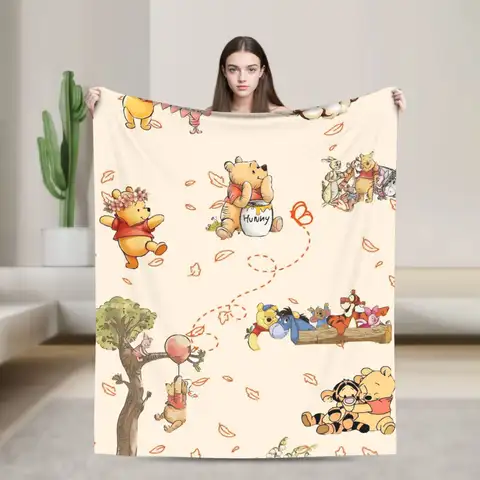 Winnie The Poohs Blanket  Super Warm Graphic Plush Bedding Throws For Child Living Room Flannel Bedspread Bed Cover