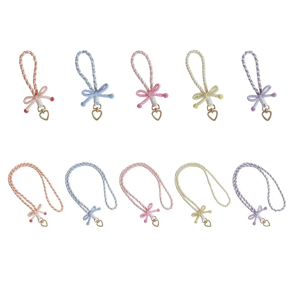 

Многоцветный плетеный ремешок-цепочка для телефона Kawaii с бантом, съемный универсальный ремешок через плечо для самостоятельного изготовления (DIY)