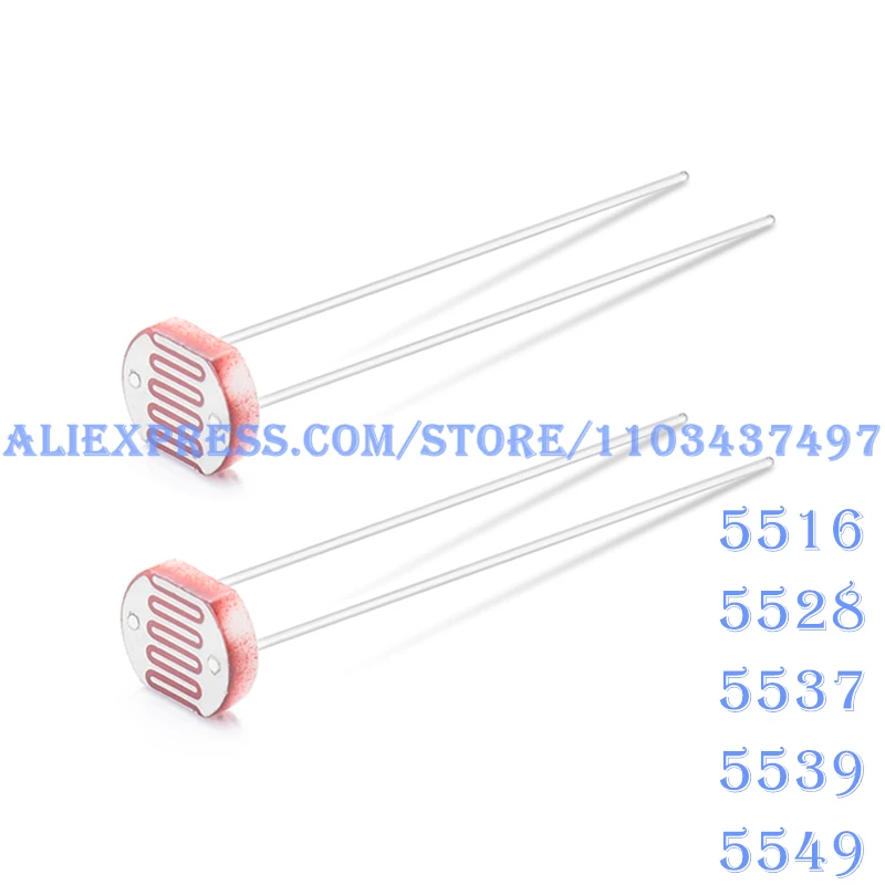 Kit de fotoresistor para foto luz, resistor sensível, fotoresistor fotoelétrico, 5516, 5528, 5537, 5539, 5549, GL5528, 50pcs, 5x10pcs