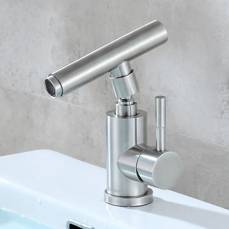 304 Stainless Steel 360° Rotating Basin Faucet Household Bathroom Hot And Cold Water Mixed wash basin Tap Deck Mounted