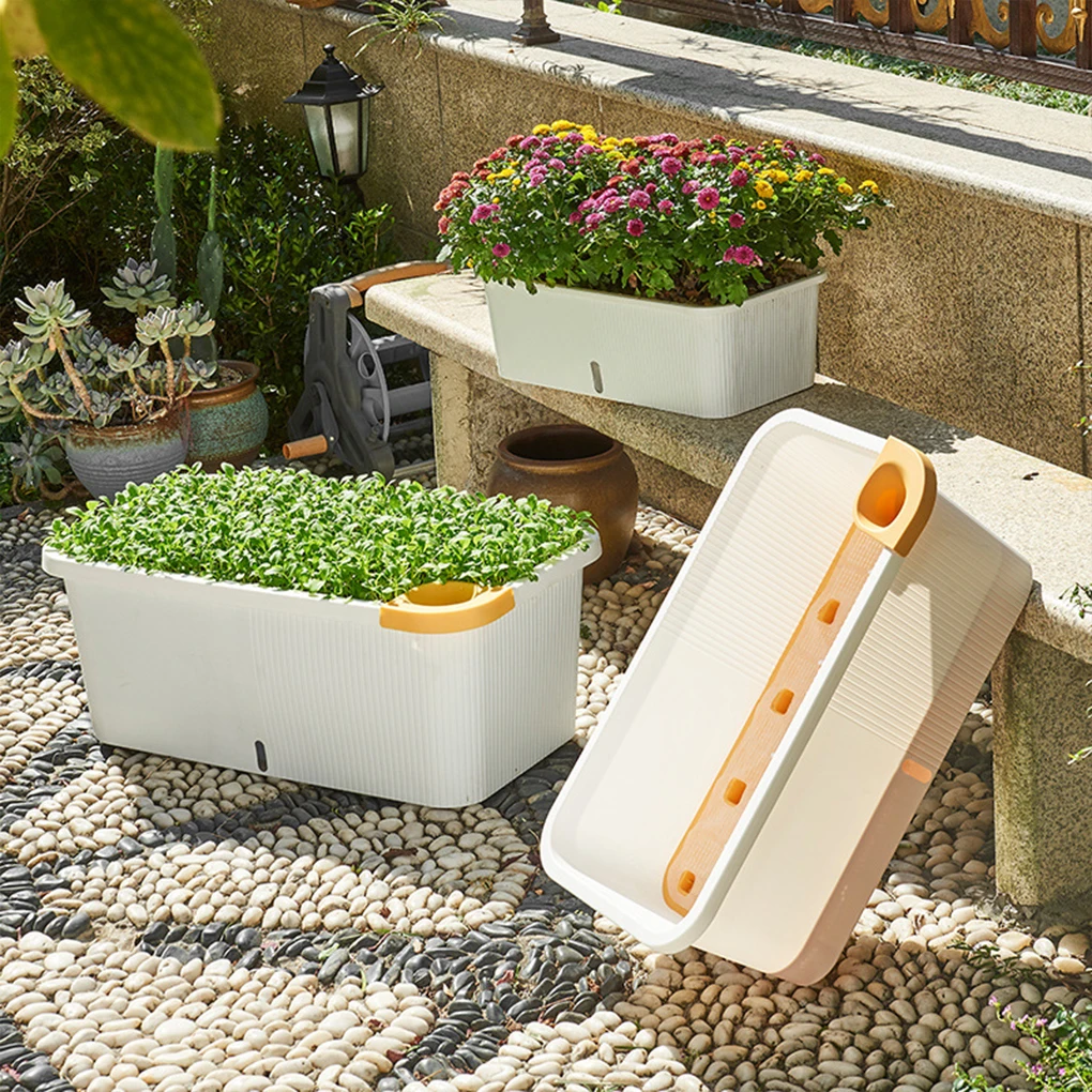 Square Plastic Flower Pot With Multi-grid And Water Level Indicator And Bottom Layer Has Multi-grid