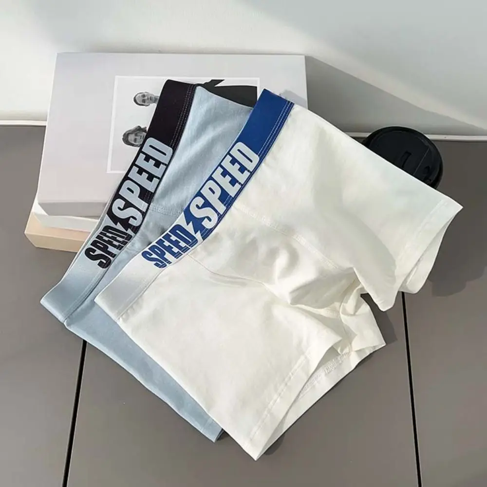 

3PCS Fashion Plus Size Men's Boxer Briefs Mid Waist Elastic Letter Printed Panties Seamless Lingerie Underwear for Man Male