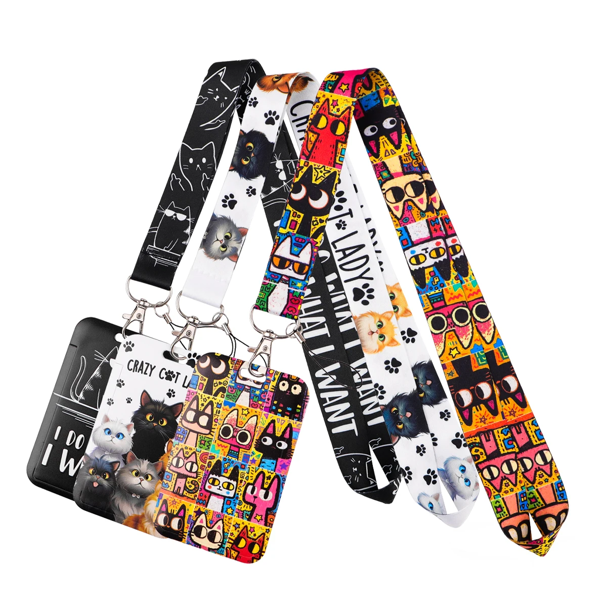 

Animals Black Cats Quote Lanyard Neck Strap Keychain ID Card Cover Badge Holder Mobile Phone Hang Rope Keyring Accessories Gifts