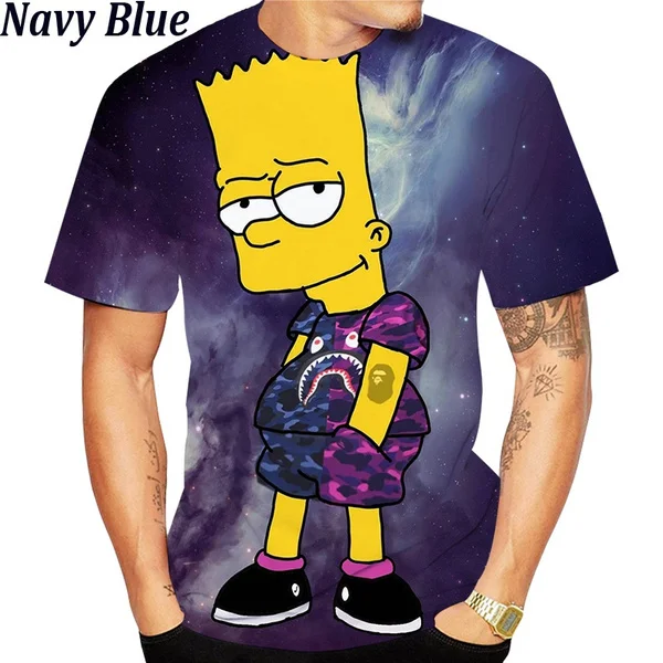 Disney Summer Cool Cartoon Simpsons 3D Print T-shirt Fashion Women Men Hip Hop Harajuku Short Sleeve Casual Unisex Tee Shirts