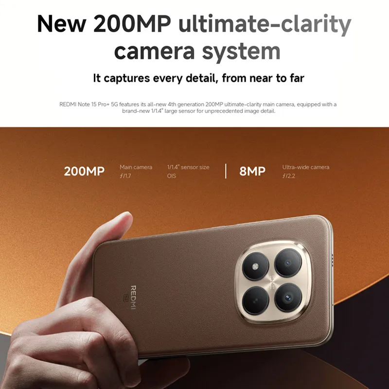 Versión Global Xiaomi Redmi Note 15 Pro Plus 5G Smartphone Snapdragon 7s Gen 4 NFC 6500mAh 100W Pantalla AMOLED CrystalRes de 6.83″ Sin Cargador 5