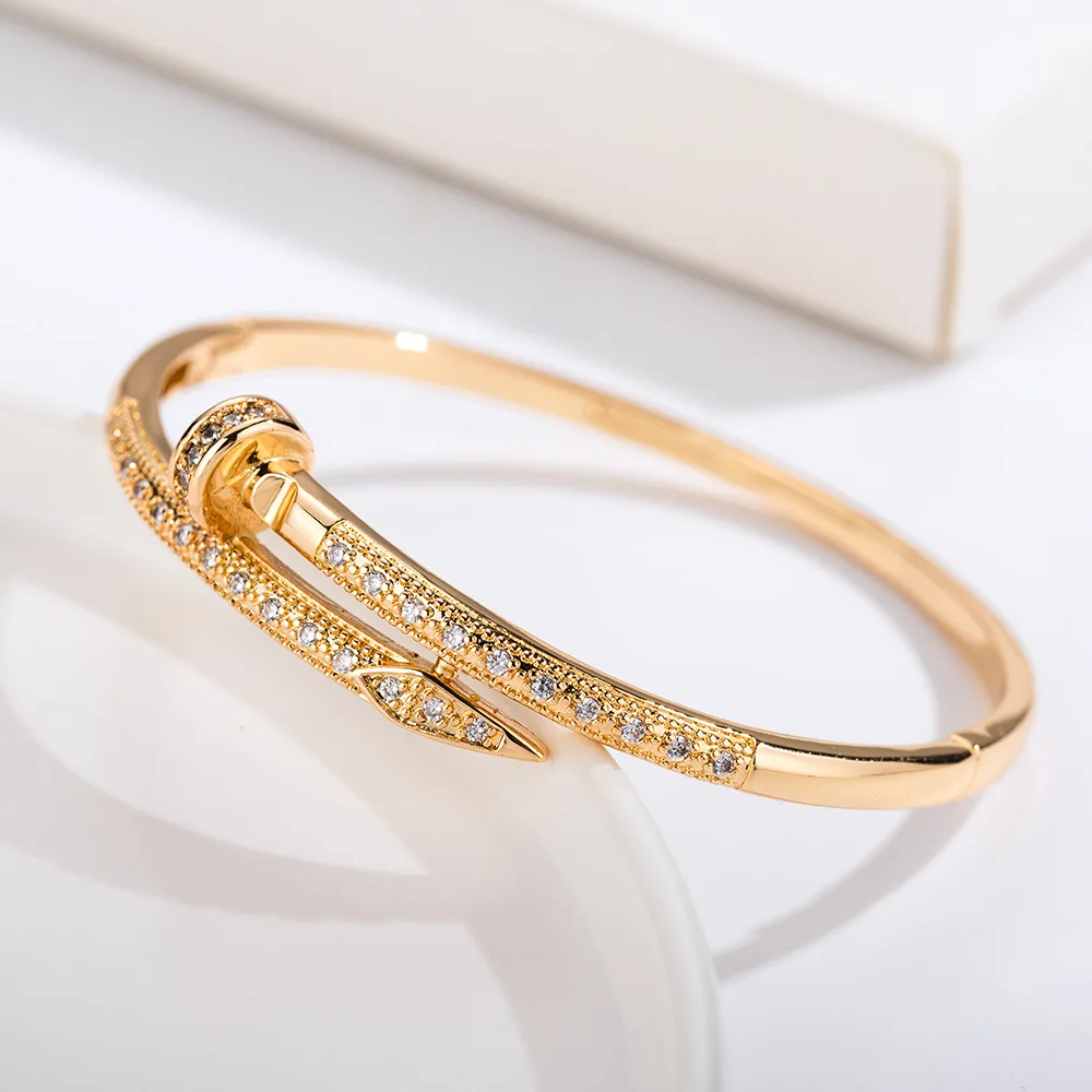 

Diamond Nail Cuff Bracelet for Women Luxury Fine Craftsmanship Open Adjustable Statement Bangle Minimalist Unique Jewelry