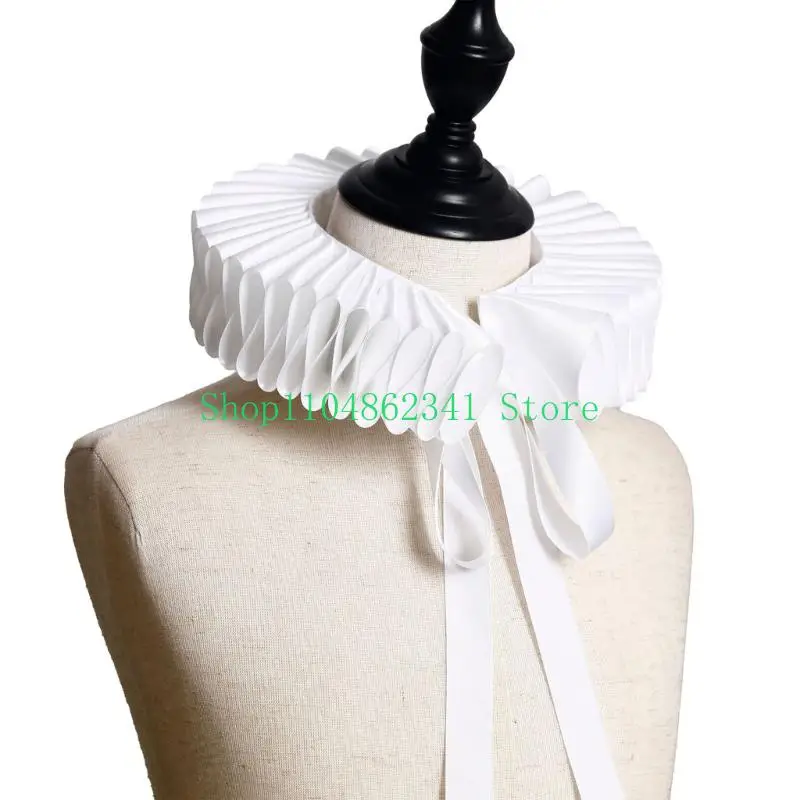652F Kids Ruffle Collar Victorian Courtstyles Decorative Collar Neck Ruff for Birthday Parties and School Event Dressingup