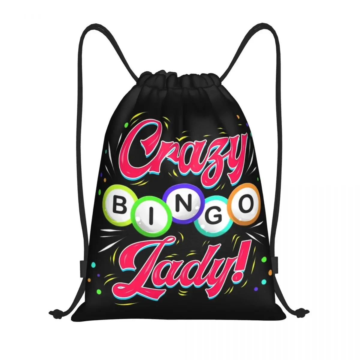 Lucky Game Crazy Bingo Lady Gambling Player Drawstring Backpack Sports Gym Bag for Women Men Training Sackpack