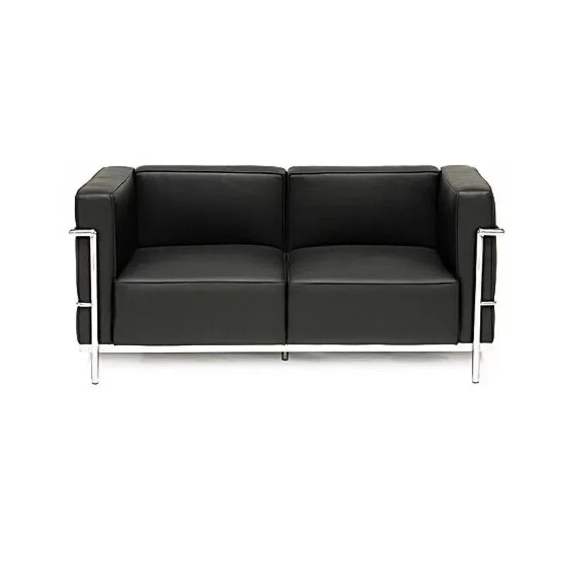 Office Sofa Simple Studio Clothing Store Black Leather Lc3 Sofa