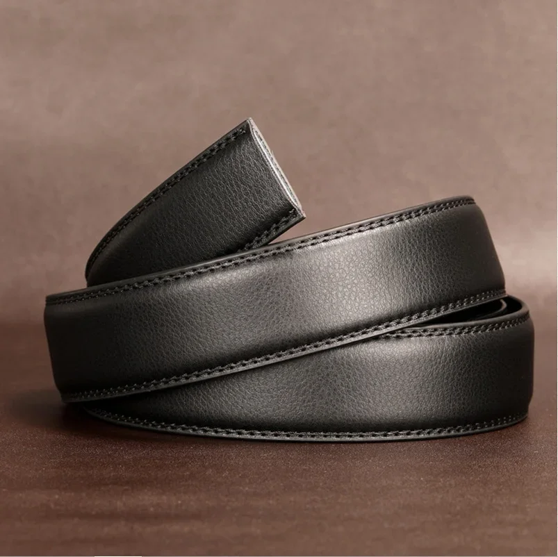 ‌ Cinto de couro genuíno masculino com alça ajustável de 3,5 cm de largura - cinto de moda de camada dupla para tamanho grande - sem fivela cintura de designer