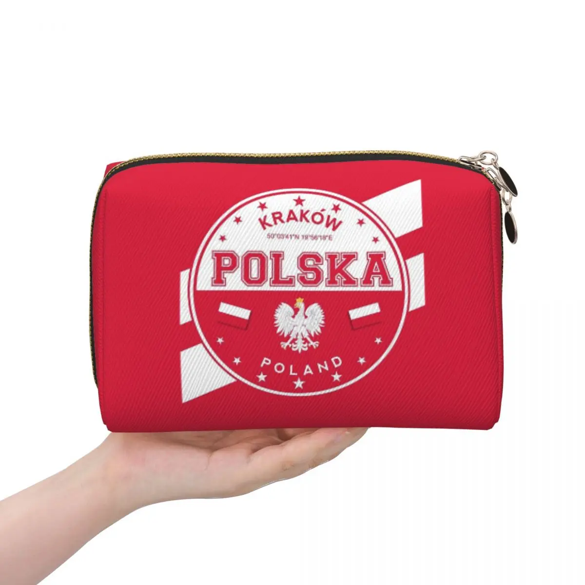 

Polska Polish Flag Poland Flag Women Cosmetic Bags Travel Makeup Organizer Pouch Toiletry Storage Dopp Kit Box