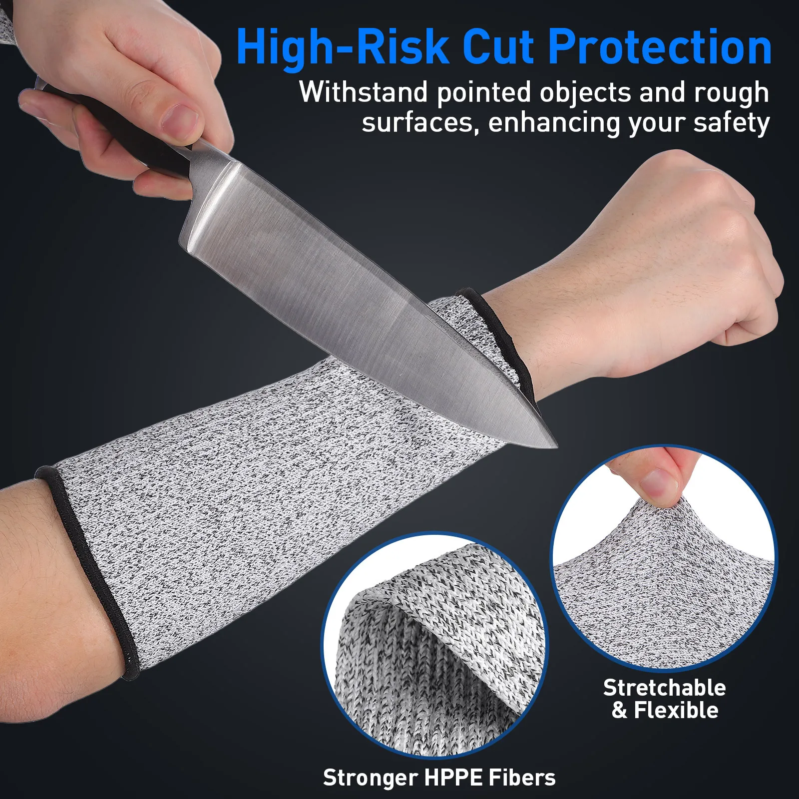 زوجان من أكمام الساعد المقاومة للقطع، واقيات للذراع الواقية، أكمام عمل آمنة قابلة للتمدد ومرنة لحركة البستنة