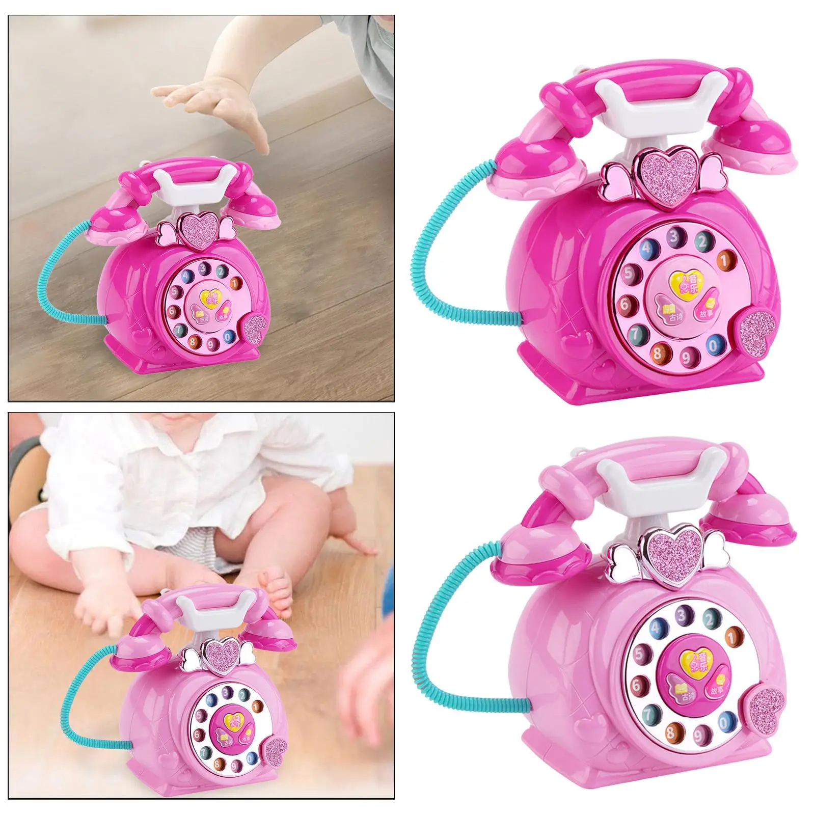 Cartoon Telephone Toy Storytelling Machine with Light Develop for Preschool