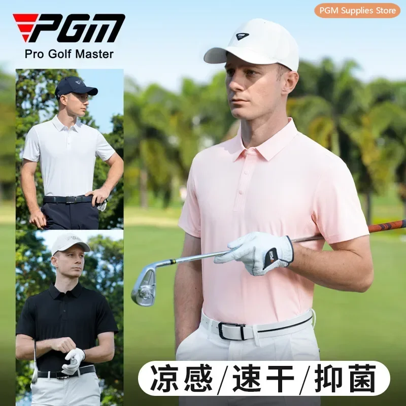 

New PGM golf clothing men's short-sleeved t-shirt spring and summer quick-drying bacteriostatic clothing clothes top polo shirt