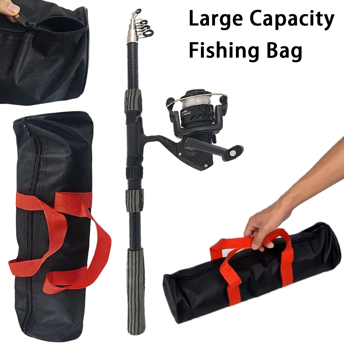 Komplettes Ruten- und Rollenset, sofort fischbereit nach dem Auspacken, inklusive Angelköder und praktischer Aufbewahrungstasche. – Detail 5