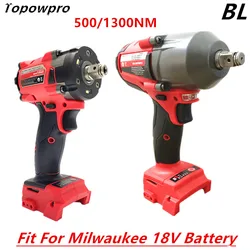 500/1300NM Brushless Electric Wrench,Cordless Screwdriver,Impact Drill Car Truck Repair,For Milwaukee 18V Battery, Power Tools