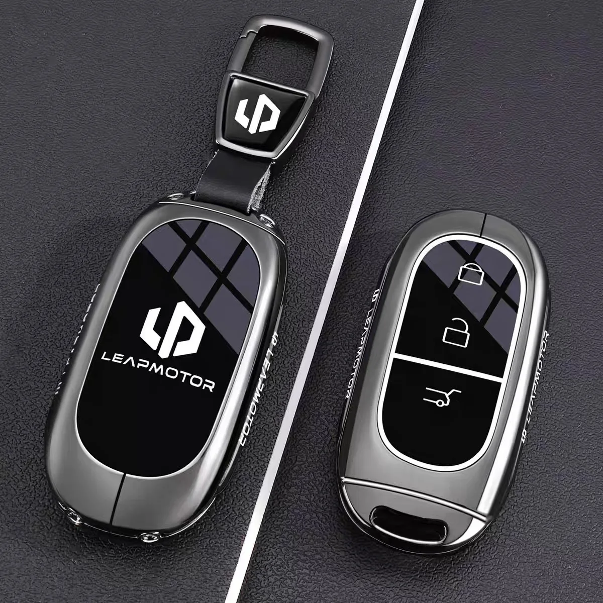 Auto-Schlüsselhülle aus Zinklegierung und TPU mit NFC-Kartenfach und Kette für Leapmotor C16 C11 C10 C01 B10 T03 S01 – Autozubehör und Styling