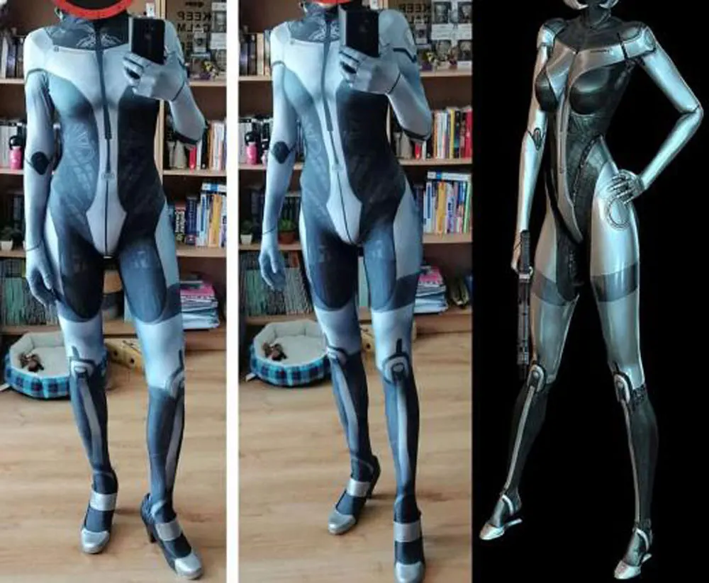 Halloween Adults Female Mass Effect Cosplay Costumes Superhero Zentai Suit Bodysuit  Party Jumpsuits