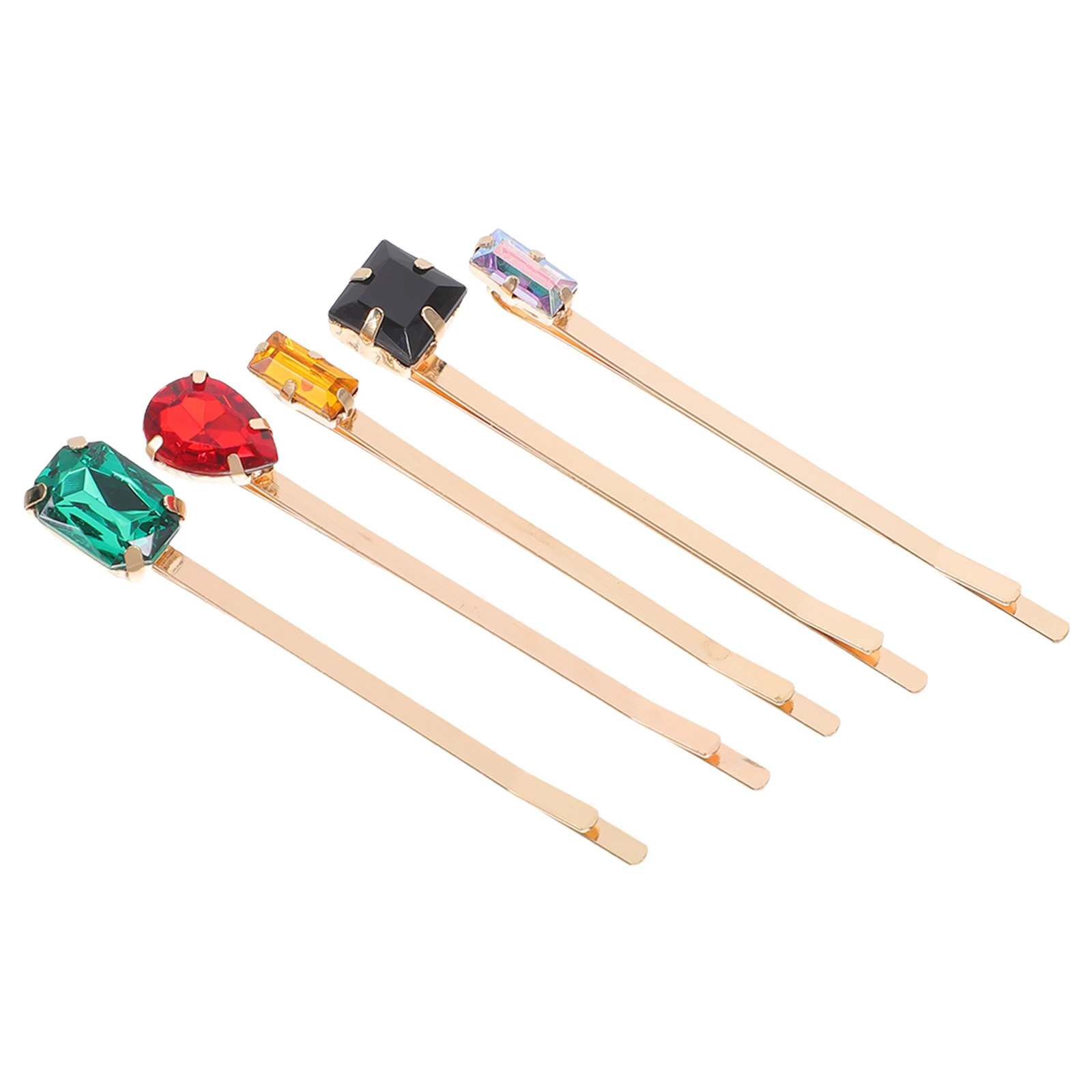 

5Pcs Golden Alloy Drill Hair Clips Hairpins for Women Girls Elegant Fashion Hair Barrettes Wedding Party Accessories