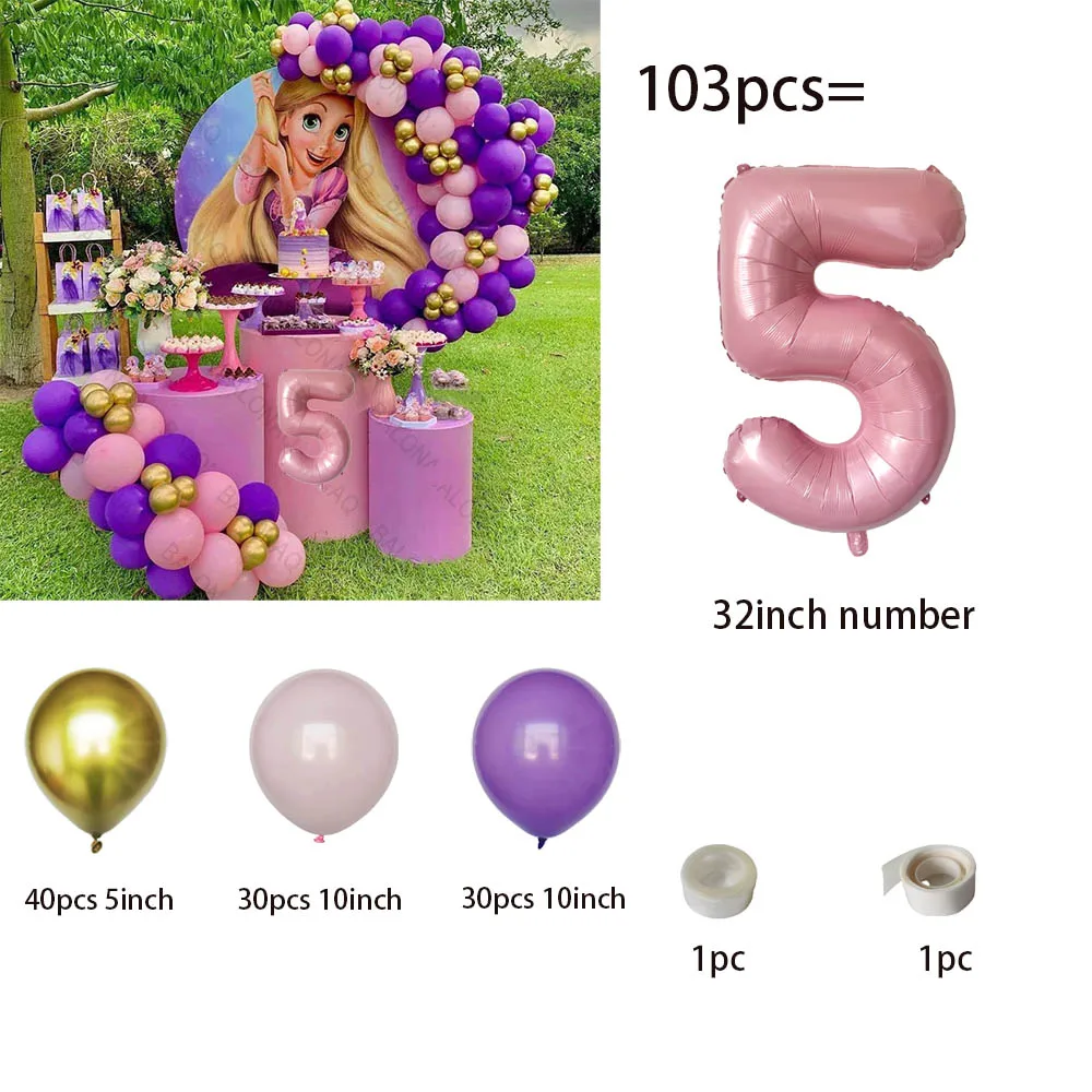 1set Princess Rapunzel Balloon Girl Birthday Party Supplies Gift Home Decor 32inch Number Ballon Baby Shower Wedding Decoration