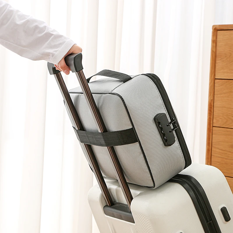 Multi-Layer Portable File Storage with Lock for Important Passport Certificates Waterproof Organizer Fireproof Document Bag