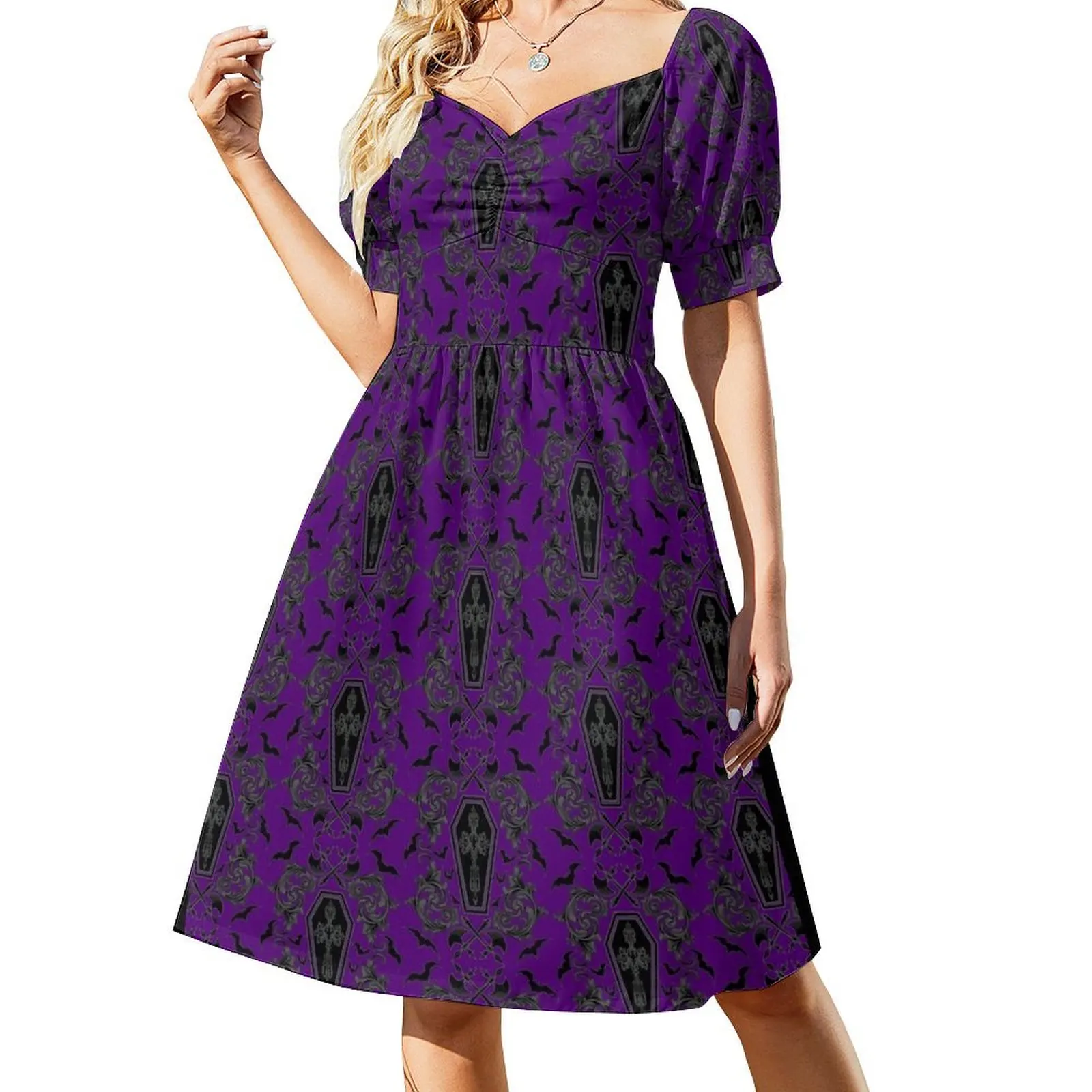 

Vampire Damask Short Sleeved Dress luxury dress evening dress women