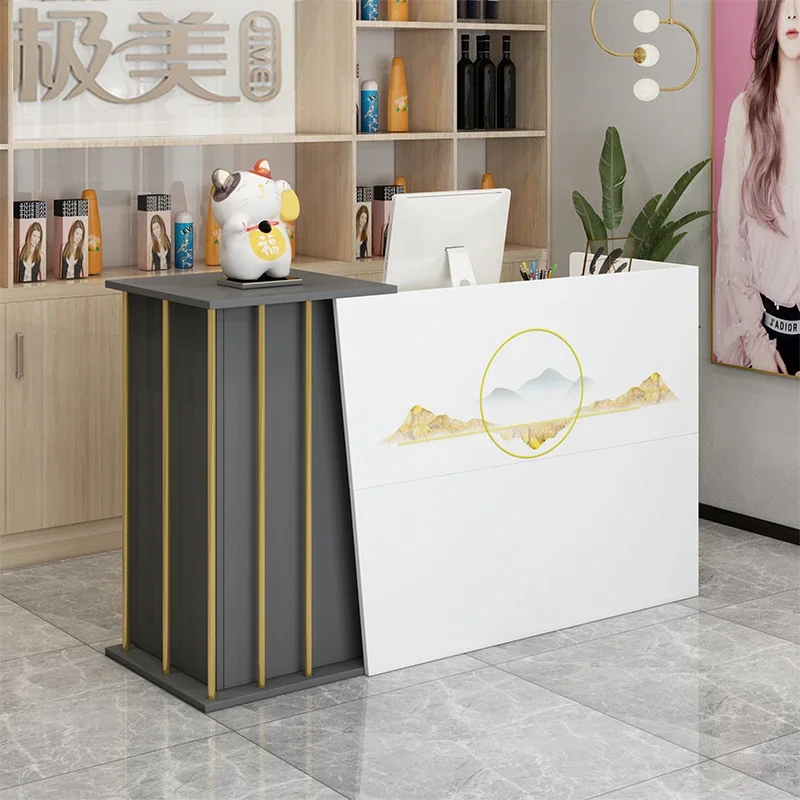 Design Counter Reception Desks Stylish White Coffee Cashier Reception Desks Modern Luxury Mostrador Negocio Bar Furniture