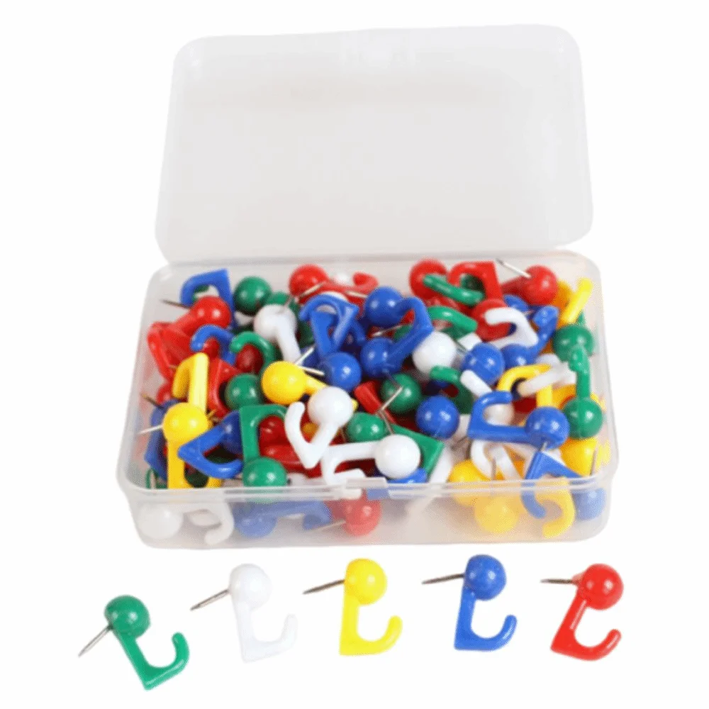 

100Pcs DIY Colorful Push Pins Reusable Multifunctional Board Thumbtack Creative with Box Decorative Studs Wall Markers