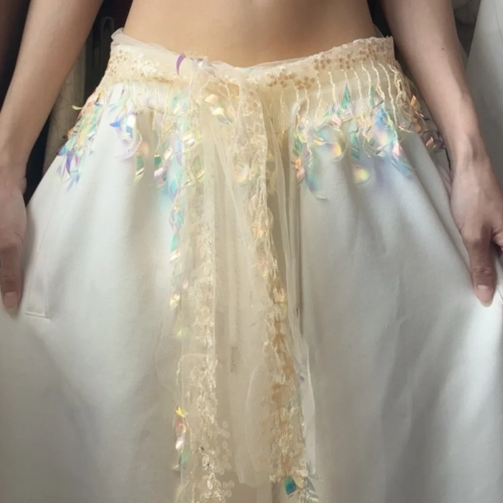 موضة الجينز ديكور الجاز الرقص وشاح الورك Y2K الهيب هوب شرابات حزام الثلاثي وشاح قميص موسع الترتر حزام الشارع الشهير